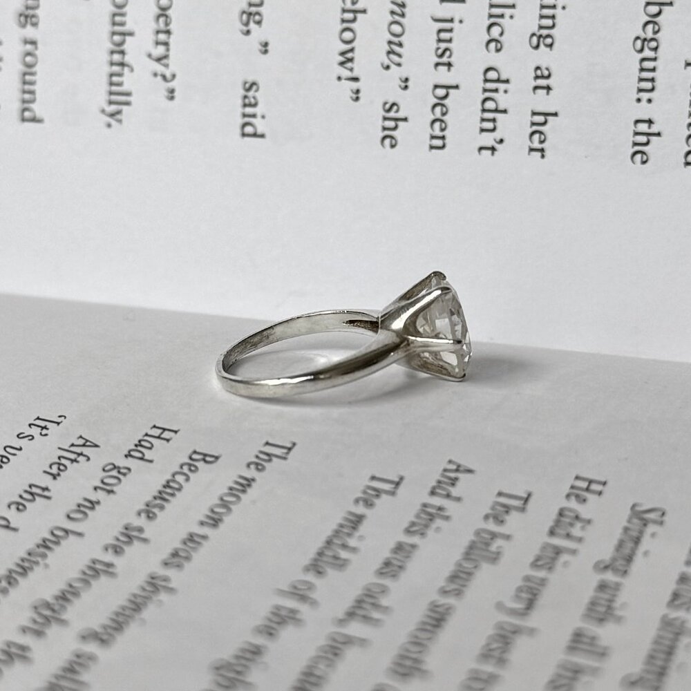 Sterling Silver Solitaire Ring Size 5 Classic Vin… - image 3